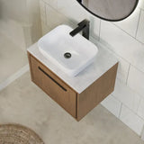 Hudson Reed Lille 600mm Antique Oak 1 Drawer Wall Hung Vanity Unit With White Marble Worktop