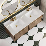 Hudson Reed Lille 1200mm Antique Oak 2 Drawer Wall Hung Vanity With Twin Marble Basin