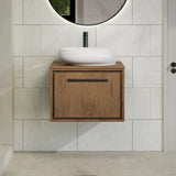 Hudson Reed Lille Antique Oak 1 Drawer Wall Hung Vanity Unit With Co-ordinating Worktop