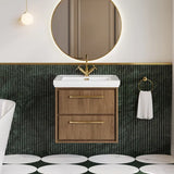Hudson Reed Lille 600mm Antique Oak 2 Drawer Wall Hung Vanity Unit With 1 Tap Hole Fireclay Basin