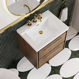 Hudson Reed Lille 600mm Antique Oak 2 Drawer Wall Hung Vanity Unit With 3 Tap Holes Fireclay Basin