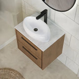 Hudson Reed Lille Antique Oak 2 Drawer Wall Hung Vanity Unit With White Marble Worktop