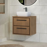 Hudson Reed Lille 600mm Antique Oak 2 Drawer Wall Hung Vanity Unit With Co-ordinating Worktop