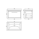 Hudson Reed Lille Antique Oak 1 Drawer Wall Hung Vanity Unit With 1 Tap Hole Fireclay Basin