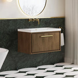 Hudson Reed Lille 800mm Antique Oak 1 Drawer Wall Hung Vanity Unit With Fireclay Basin