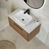Hudson Reed Lille 600mm Antique Oak 1 Drawer Wall Hung Vanity Unit With White Marble Worktop