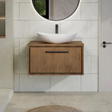 Hudson Reed Lille Antique Oak 1 Drawer Wall Hung Vanity Unit With Co-ordinating Worktop
