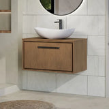 Hudson Reed Lille Antique Oak 1 Drawer Wall Hung Vanity Unit With Co-ordinating Worktop