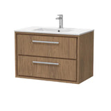 Hudson Reed Lille Antique Oak 2 Drawer Wall Hung Vanity Unit With 1 Tap Hole Basin