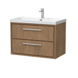 Hudson Reed Lille 800mm Antique Oak 2 Drawer Wall Hung Vanity Unit With 1 Tap Hole Basin