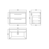 Hudson Reed Lille 800mm Antique Oak 2 Drawer Wall Hung Vanity Unit With 1 Tap Hole Basin