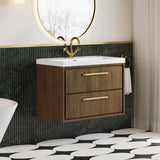 Hudson Reed Lille 800mm Antique Oak 2 Drawer Wall Hung Vanity Unit With 1 Tap Hole Basin