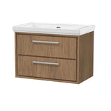 Hudson Reed Lille 800mm Antique Oak 2 Drawer Wall Hung Vanity Unit With Fireclay Basin