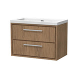Hudson Reed Lille 800mm Antique Oak 2 Drawer Wall Hung Vanity Unit With Fireclay Basin