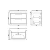 Hudson Reed Lille 800mm Antique Oak 2 Drawer Wall Hung Vanity Unit With Fireclay Basin