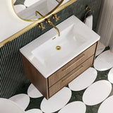 Hudson Reed Lille 800mm Antique Oak 2 Drawer Wall Hung Vanity Unit With Fireclay Basin