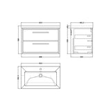 Hudson Reed Lille 800mm Antique Oak 2 Drawer Wall Hung Vanity Unit With 1 Tap Hole Fireclay Basin