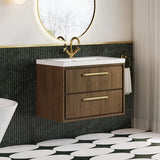 Hudson Reed Lille 800mm Antique Oak 2 Drawer Wall Hung Vanity Unit With 1 Tap Hole Fireclay Basin