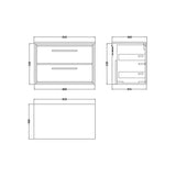 Hudson Reed Lille Antique Oak 2 Drawer Wall Hung Vanity Unit With White Marble Worktop