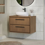 Hudson Reed Lille 600mm Antique Oak 2 Drawer Wall Hung Vanity Unit With Co-ordinating Worktop