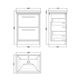 Hudson Reed Lille Antique Oak 2 Drawer Floor Standing Vanity Unit With 1 Tap Hole Fireclay Basin