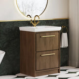 Hudson Reed Lille Antique Oak 2 Drawer Floor Standing Vanity Unit With 1 Tap Hole Fireclay Basin