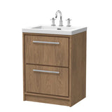 Hudson Reed Lille Antique Oak 2 Drawer Floor Standing Vanity Unit With 3 Tap Holes Fireclay Basin