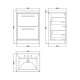 Hudson Reed Lille Antique Oak 2 Drawer Floor Standing Vanity Unit With 3 Tap Holes Fireclay Basin