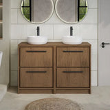 Hudson Reed Lille 1200mm Antique Oak 4 Drawer Floor Standing Vanity Unit With Co-ordinating Worktop