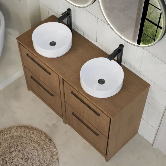 Hudson Reed Lille 1200mm Antique Oak 4 Drawer Floor Standing Vanity Unit With Co-ordinating Worktop