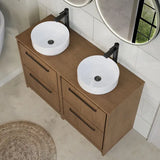 Hudson Reed Lille 1200mm Antique Oak 4 Drawer Floor Standing Vanity Unit With Co-ordinating Worktop