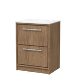Hudson Reed Lille Antique Oak 2 Drawer Floor Standing Vanity Unit With White Marble Worktop