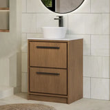 Hudson Reed Lille Antique Oak 2 Drawer Floor Standing Vanity Unit With White Marble Worktop