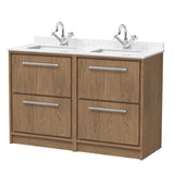 Hudson Reed Lille 1200mm Antique Oak 4 Drawer Floor Standing Vanity With Twin Marble Basin