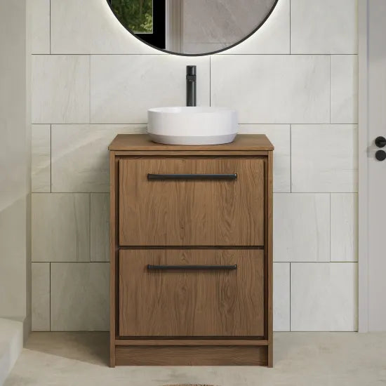 Hudson Reed Lille Antique Oak Floor Standing Vanity Unit With Co-ordinating Worktop