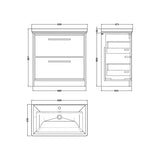 Hudson Reed Lille Antique Oak 2 Drawer Floor Standing Vanity Unit With 1 Tap Hole Fireclay Basin