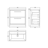 Hudson Reed Lille 800mm Antique Oak 2 Drawer Floor Standing Vanity Unit With 1 Tap Hole Basin