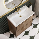 Hudson Reed Lille 800mm Antique Oak 2 Drawer Floor Standing Vanity Unit With 1 Tap Hole Basin