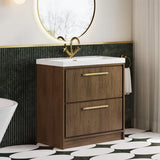 Hudson Reed Lille 800mm Antique Oak 2 Drawer Floor Standing Vanity Unit With 1 Tap Hole Basin
