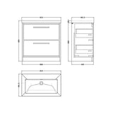Hudson Reed Lille 800mm Antique Oak 2 Drawer Floor Standing Vanity Unit With Fireclay Basin