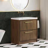 Hudson Reed Lille 800mm Antique Oak 2 Drawer Floor Standing Vanity Unit With Fireclay Basin