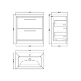 Hudson Reed Lille 800mm Antique Oak 2 Drawer Floor Standing Vanity Unit With 1 Tap Hole Fireclay Basin