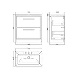 Hudson Reed Lille 800mm Antique Oak 2 Drawer Floor Standing Vanity Unit With 3 Tap Holes Fireclay Basin