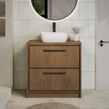 Hudson Reed Lille Antique Oak Floor Standing Vanity Unit With Co-ordinating Worktop