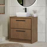 Hudson Reed Lille Antique Oak Floor Standing Vanity Unit With Co-ordinating Worktop