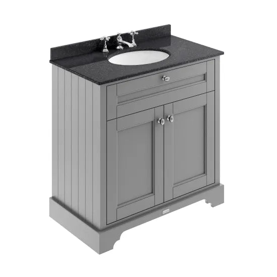 Old London 2 Door Floor Standing Cabinet With 3 Tap Holes Marble Basin
