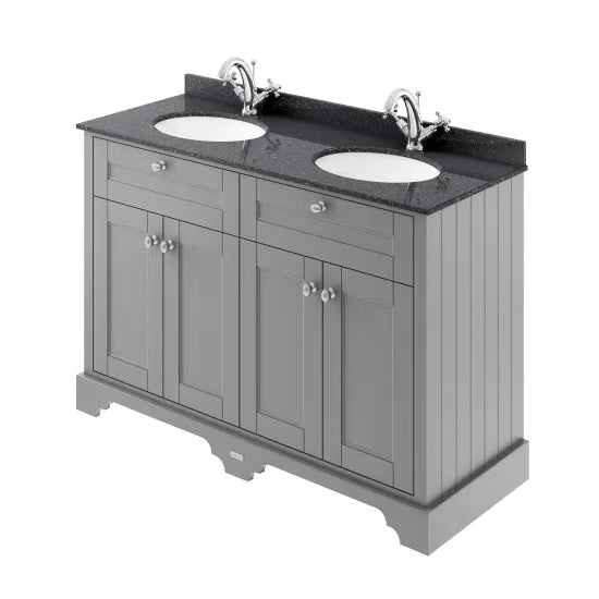 Old London 1200mm 4 Door Floor Standing Cabinet With Black Marble Basin