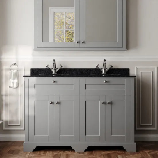 Old London 1200mm 4 Door Floor Standing Cabinet With Black Marble Basin