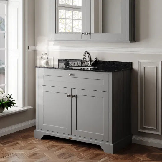 Old London 2 Door Floor Standing Cabinet With 1 Tap Hole Marble Basin