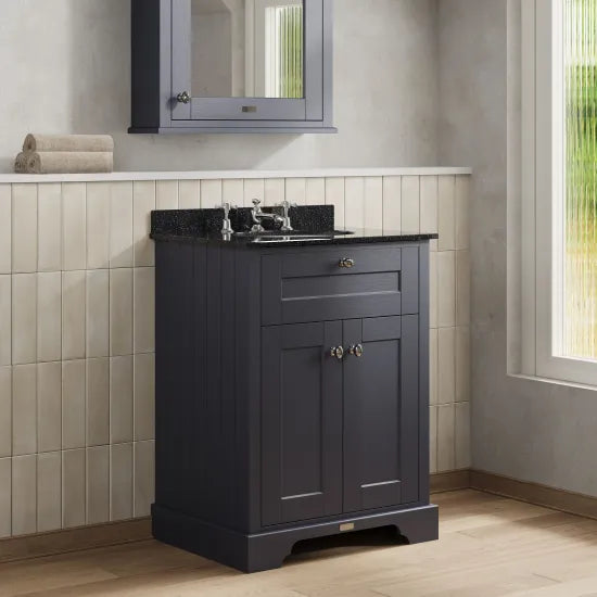 Old London 2 Door Floor Standing Cabinet With 3 Tap Holes Marble Basin